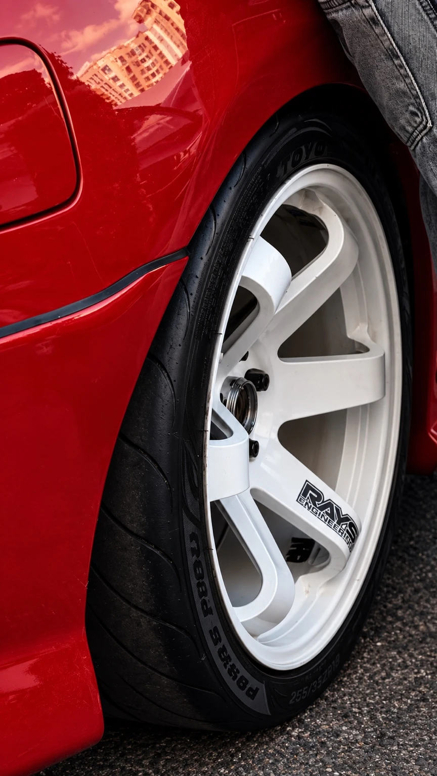 White wheel and red bodywork after editing